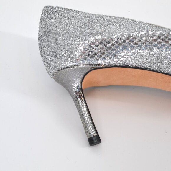 Jimmy Choo Romy Kitten Heel Pumps Pointed Toe Silver Metallic Women's 39.5 US 9 - Picture 9 of 13